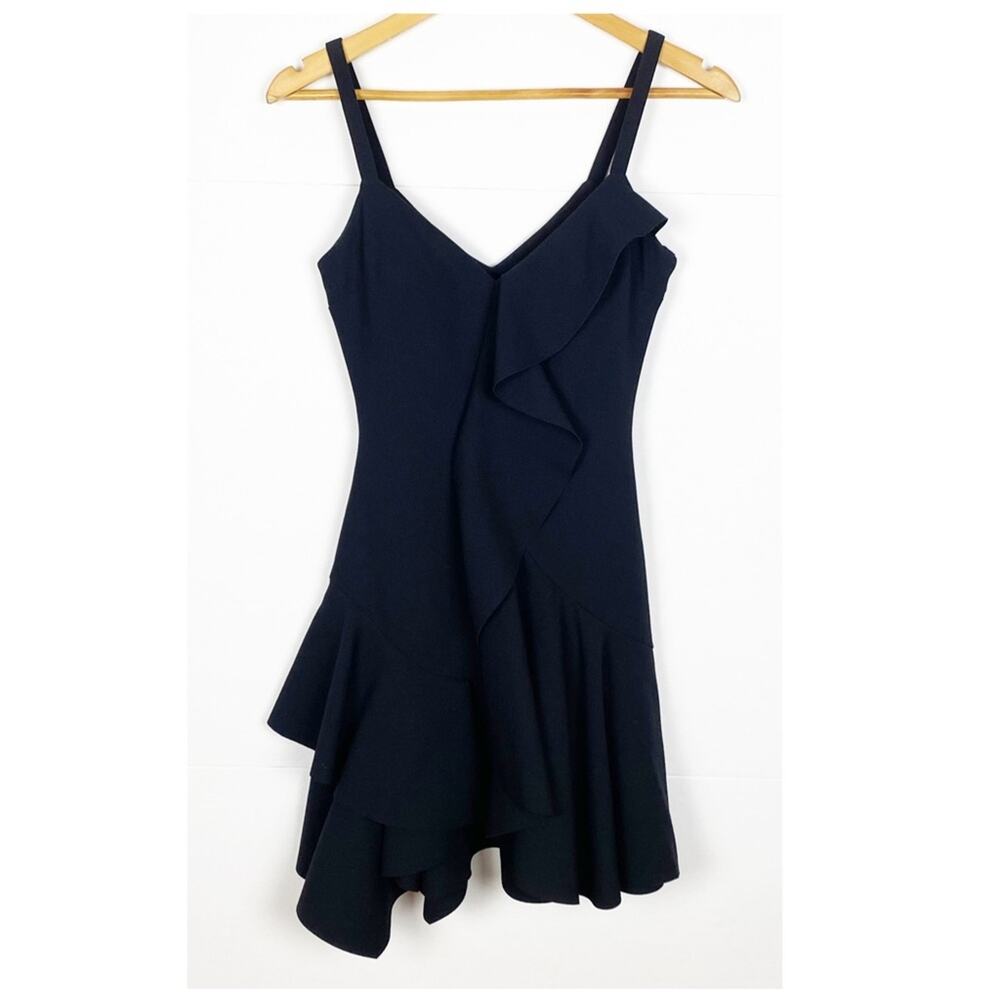 Cinq a Sept Zahara Black Ruffle Mini Dress Sleeveless Size 0
